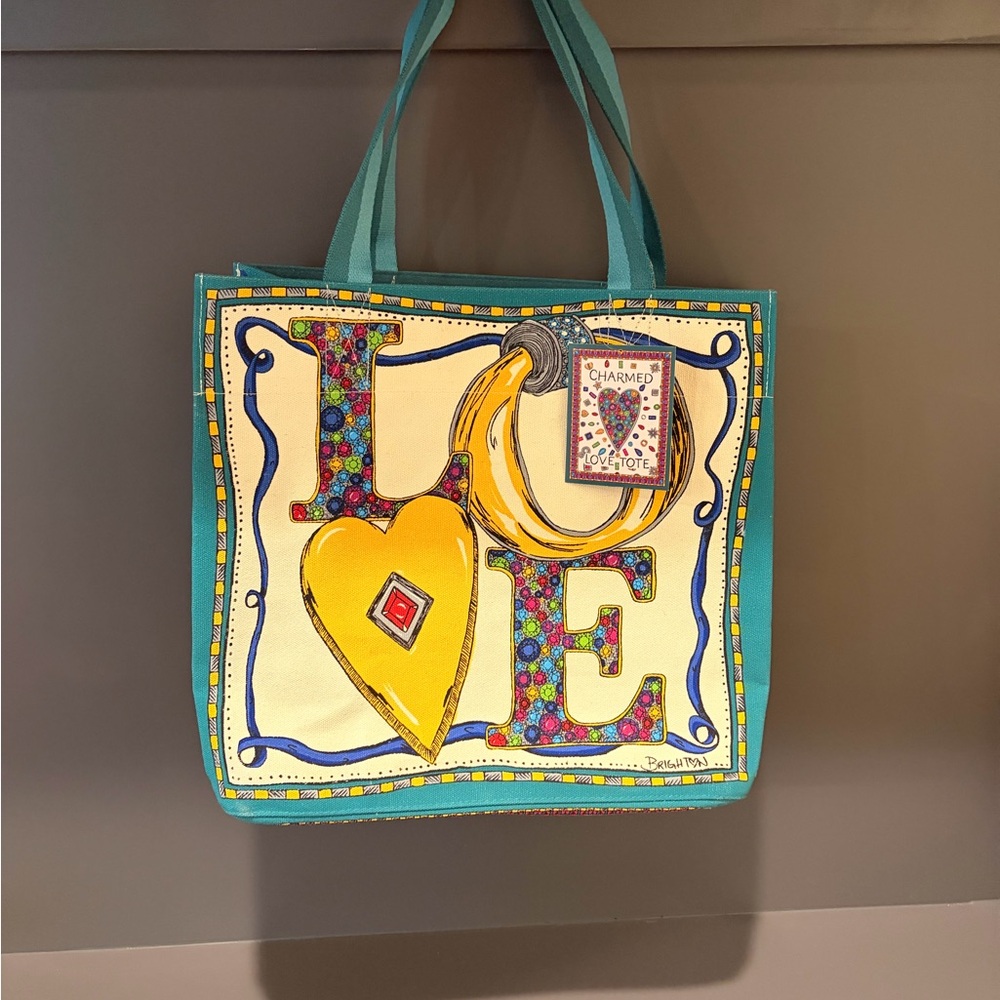 Brighton Charmed Holiday Colorful Love Canvas Tote Bag - Picture 2 of 7